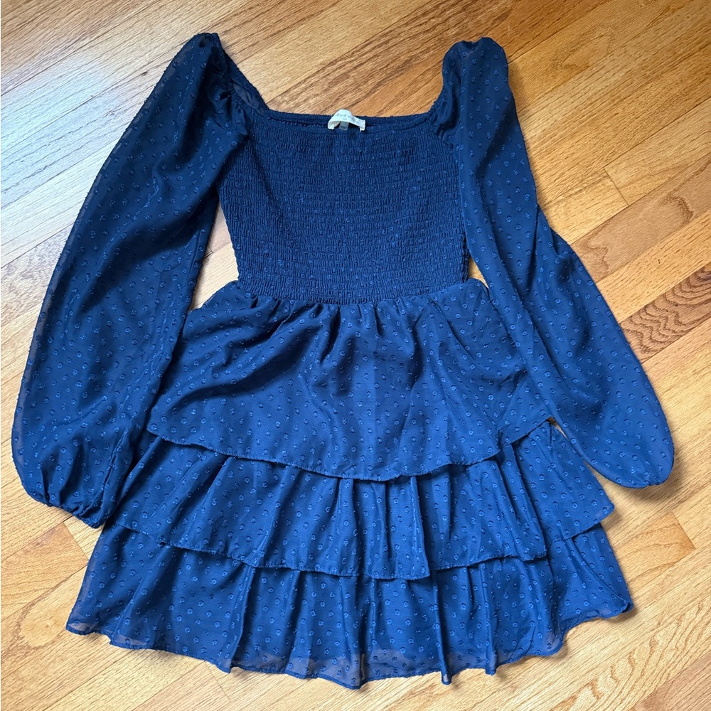 Altar'd State Navy Blue Tiered Dress